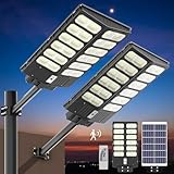 Franjulia 3800W Solar Street Lights Outdoor, 340000LM IP66 Waterproof Solar Parking Lot Lights, Radar Sensor 9000K Dusk To Dawn Street Light Solar Powered with Remote Control for Yard, Driveway-2 Pack
