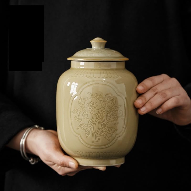 LYGSWDB Zestaw do herbaty Pojemnik ceramiczny do przechowywania słoika Ręcznie robiona ceramiczna puszka do herbaty Domowa kuchnia Herbata w zamkniętej puszce Słoik do przechowywania herbaty