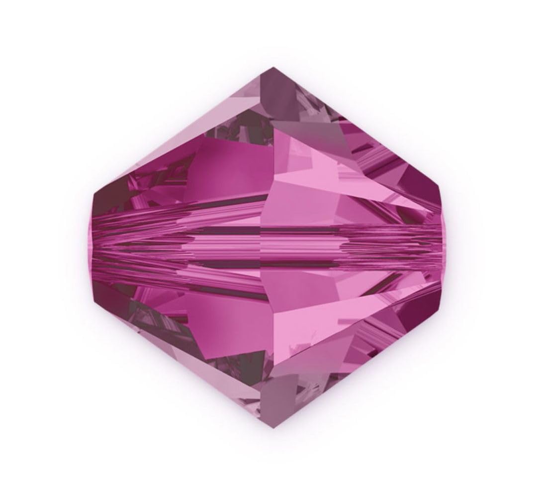 Preciosa facettierte Doppelkegel-Kristallperlen, 6 mm, Fuchsia, kompatibel mit Swarovski Elements-Kristallen, 50 Stück