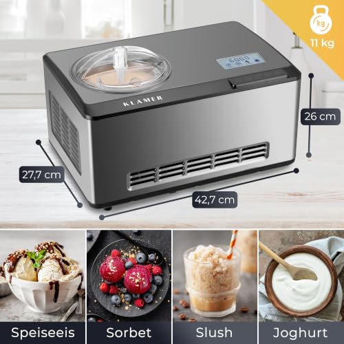 Foto von KLAMER 3-in-1 Eismaschine & Joghurtbereiter 180 W Eiscrememaschine