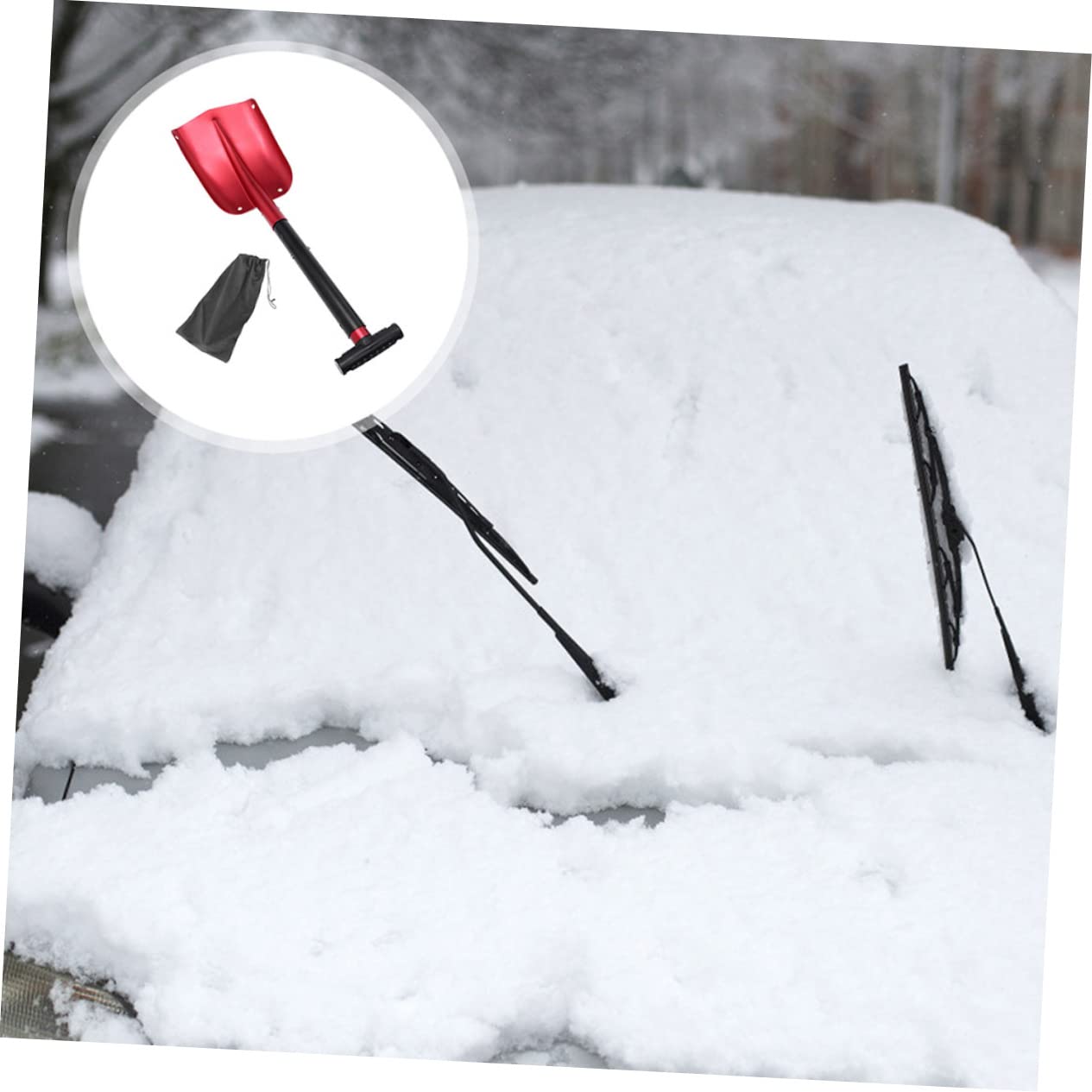 HEMOTON Pala da Neve Pieghevole e Raschietto per Neve Auto Pala Leggera e Staccabile per Emergenze e Campeggio Outdoor
