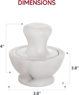 Harold Import Co 43777 HIC Mushroom Mortar and Pestle Set, Solid Carrara Marble, White