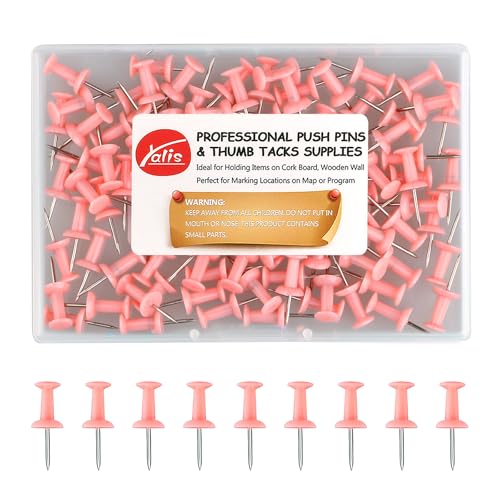 Yalis Push Pins 100-count Pink Thumb Tacks for Girlfriend Women Valentine\'s Day Gift Standard Pushpins Steel Point and Plastic Head