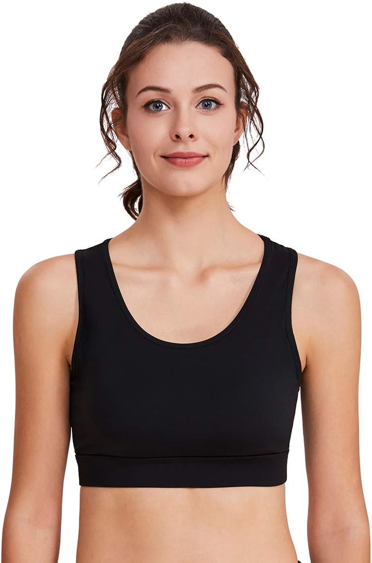 Akaeys Women's Yoga Sports Bra Strappy Sexy Back Mesh Racerback Removable Padded Crop Workout Bra Tops