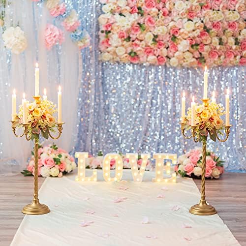 Wedding Candelabra Tall Floor Candelabras - Gold 5 Arm Candelabra Inweder 71cm Metal Spiral Candlestick Holders Antique Candle Holders for Christmas Table Centrepieces Events Ceremony Aisle Reception