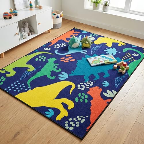 Dinosaur Rug - Dinosaur Rugs for Boys Bedroom Cartoon Dino Carpet for Boys Kids Room Decor Colorful Animal Carpet for Living Room Floor Mats, 3x5 Feet