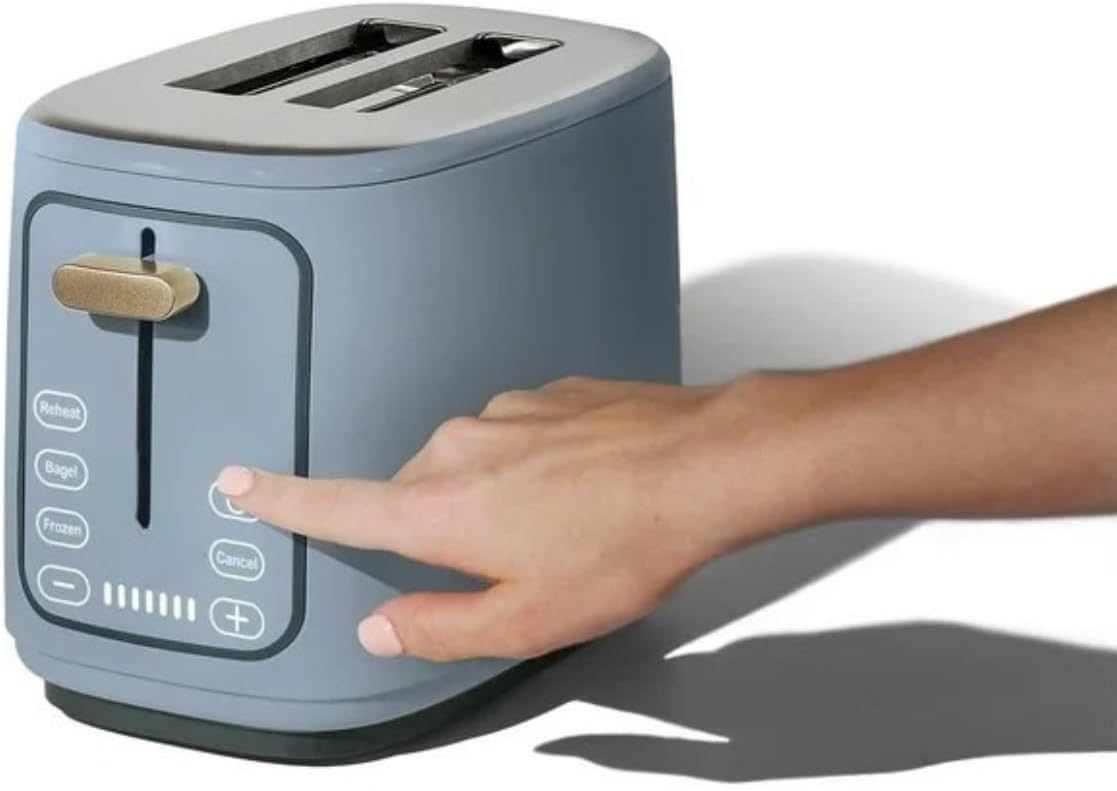2 Slice Toaster, Touch-Activated Display, Extra Wide Slots, Bagel Function, Stainless Steel Kitchen (Cornflower Blue)