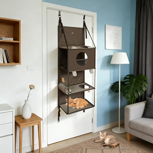 Bacocoo Estructura para Gatos Montada en Puerta 4 Niveles Gris miniatura 4