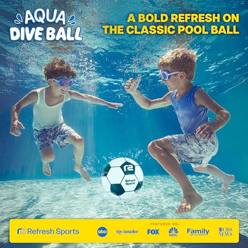 Aqua Dive Soccer Ball – Fun Underwater Pool Toys for Ages 8-12 + – Best Pool Games Outdoor Ball Game for Kids – Water Toys for Kids Summer Parties & Watermelon Beach Games – Fun Gifts For Boys & Girls