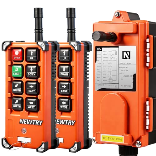 NEWTRY 12V Drahtlose Kranfernbedienung Doppelsender Industrielles elektrisches Hebezeug (F21E1B Sender*2 + DC 12V Empfänger)