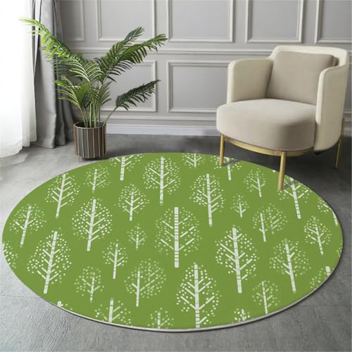 Tapis rond 3D effet géométrique vert moquette lavable et douce de 100cm - 5