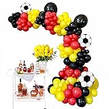 Luftballon Girlande Rot Schwarz Gelb Sipeayan 125 Stück Ballon Girlande Fußball Folienballon Latex Ballons Set mit Ballonbogen für Kinder Geburtstag Nationaltag Weltmeisterschaft Party Dekoration