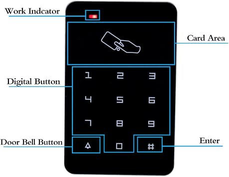 KDL Full RFID Access Control System Kit Set Stand-alone Keypad with NO Type Electric Strike Lock, DC12V/3A Power Supply, Door Exit Button, 10pcs RFID Key Tags
