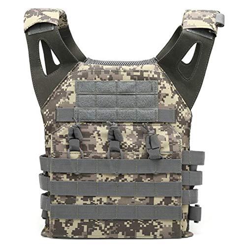 Tactical Vest Quick Reaction Ontological Vest 1000D Molle Chest Rig Protective Plate Carrier Military Combat Gear Vests Waistcoat (Color : ACU, Size : Length 40cm to 45cm)