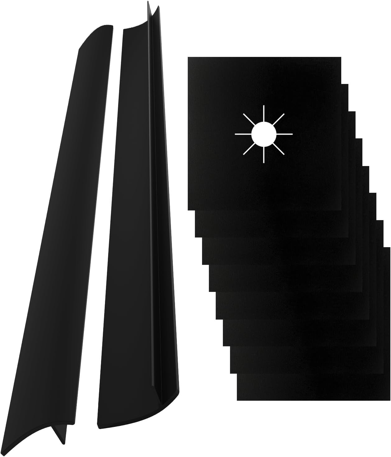 Gas Stove Burner Covers by Linda’s Essentials (10 Pack) and 25 Inch Silicone Stove Gap Covers (2 Pack), Bundle