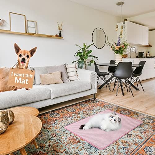 Beaface Dog Cooling Mat, Pet Self Cooling Pad Mats for Dogs, Dog Cooling Bed Cool Mats for Pets Small Medium Large Dogs Indoor Outdoor Summer (S, Pink)