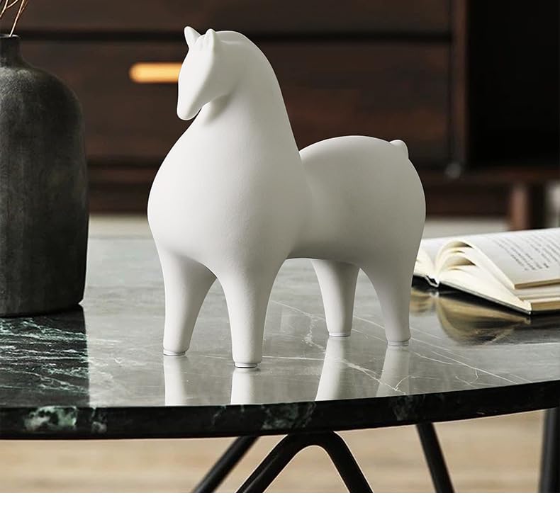 Figura decorativa caballo blanco de cerámica moderna miniatura 5