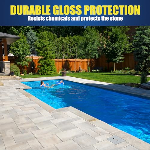 Shabebe SBB-SEALER-2GAL Stone Sealer-2 Gallon, Wet Look Natural Stone Sealer With 2X Gloss Protection, Long-Lasting Color Enhancer Concrete & Paver Sealer For Outdoor & Indoor Floor, Brick, Driveways thumb #3