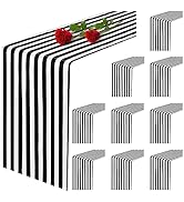 10 Pack Striped Table Runner Polyester Table Decor Classic Black and White Striped Table Runner M...