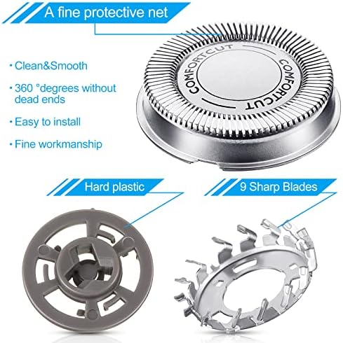 Mudder 6 Pcs SH30/50/50 Shaver Replacement Heads Compatible with Philips Electric Shaver Series 1000, 2000, 3000, 5000 and Model AT8xx/AT7xx/PT8xx/PT7xx Style with Pointed Blade, Non-Original