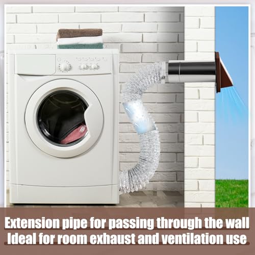 Image of Gisafai 6 inch Dryer Vent Cover Outside with Stainless Steel Guard Wall Dryer Exhaust Cap and Removable Extended Pipe Vent Shroud Hood Cushioned Non Return Flap with Sealing Gasket Grille(Brown)