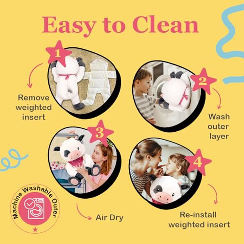 Image of Lilly's Love Weighted Stuffed Animal, 5lb | Sensory Weighted Plush for Kids and Adults | Machine Washable Plushies w /Removable Inner | Calming Weighted Stuffed Animals for Anxiety, Cassie The Cow