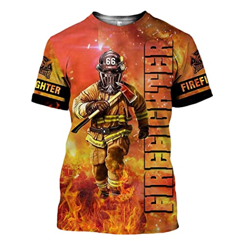 T-shirt d'été cool homme manches courtes motif pompier 3D taille 3XL T-33