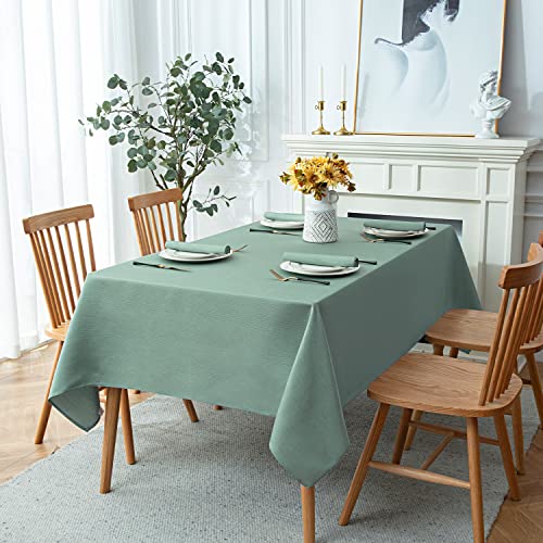 Softalker Jacquard Rectangle Tablecloth - Geometric Line Pattern Waterproof Damask Table Covers Stain Resistant Washable Polyester Table Cloths For Kitchen, Dining & Parties (60 X 84 Inch,Teal Green) #TOP1
