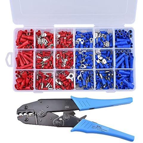 MEAOR Crimping Stripper Tool Set 0.5-6 mm² Self-Adjustable Ratchet Wire Crimping Tools with 450Pcs Electrical Wire Terminal Spade Bullet Butt Crimp Connector Ferrule Cord Pin End Cover