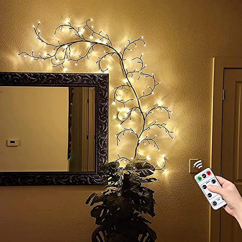 Goeswell Enchanted Willow Vine Lights With Remote, Christmas Decorations Flexible Diy Vines With Lights, 144 Leds 7.5Ft Willow Lights For Bedroom Walls Livingr Room (Brown + Remote Control) #TOP4