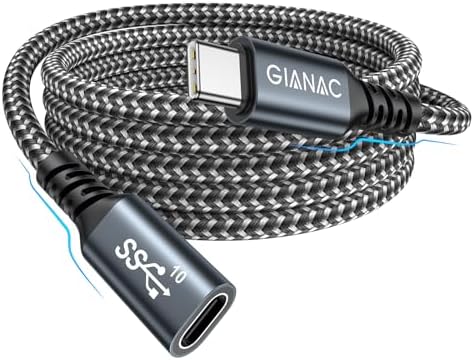 GIANAC USB C Verlängerung Kabel 1M,USBC Verlängerung USB 3.2 10 Gbps | USBC Verlängerung 100W und 10Gpbs 4K 60Hz mit iPhone17 16 15 Pro Max, MacBook Pro/Air iPad Pro/Air 2024