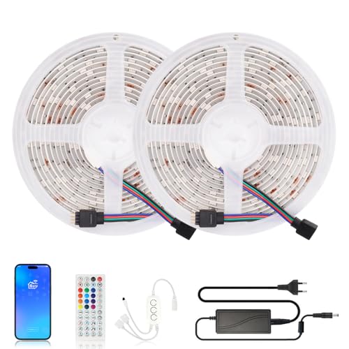 Arotelicht Striscia LED,WiFi Striscia,RGB 10M SMD5050 IP65 Compatibile con Alexa/Google Home,controllata da smartphone,Adatto per vacanze,decorazioni di compleanno,illuminazione