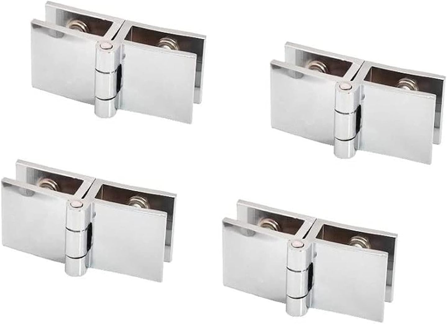 Kyuepong Silver Glass Door Pivot Hinge, 4 Pieces Of Glass Door Hinges,180 Degree Wine Cabinet Display Clip Fixing, Suitable For 5-8Mm Thickness
