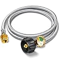 6FT Propane Hose Adapter 1lb to 20lb with Gauge, Propane Tank Adapter Hose 20 lb to 1 lb, Propane Tank Hose, Propane Grill Hose Fit for Weber Q Grill, Coleman Camping Stove, Mr Buddy Heater