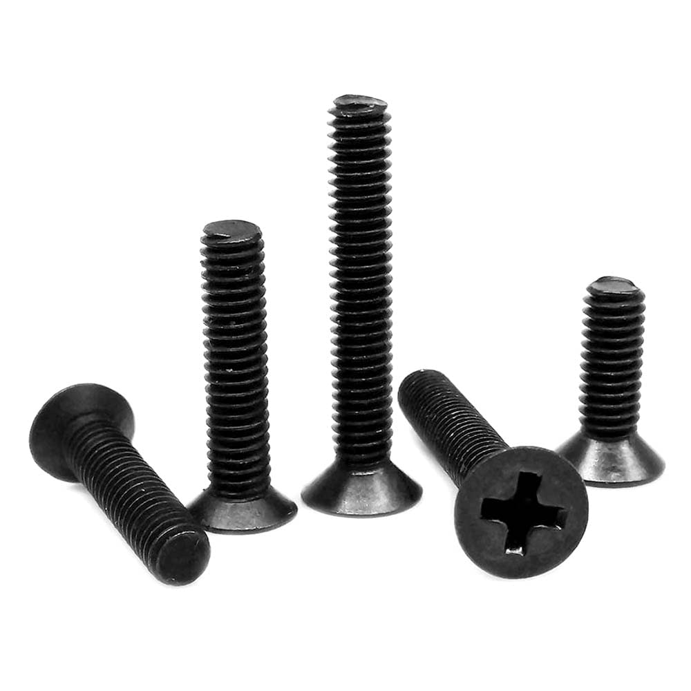 M2,16mm 50PCS Mini Small Micro Black Steel Cross Phillips Flat Countersunk Head Screw Bolt