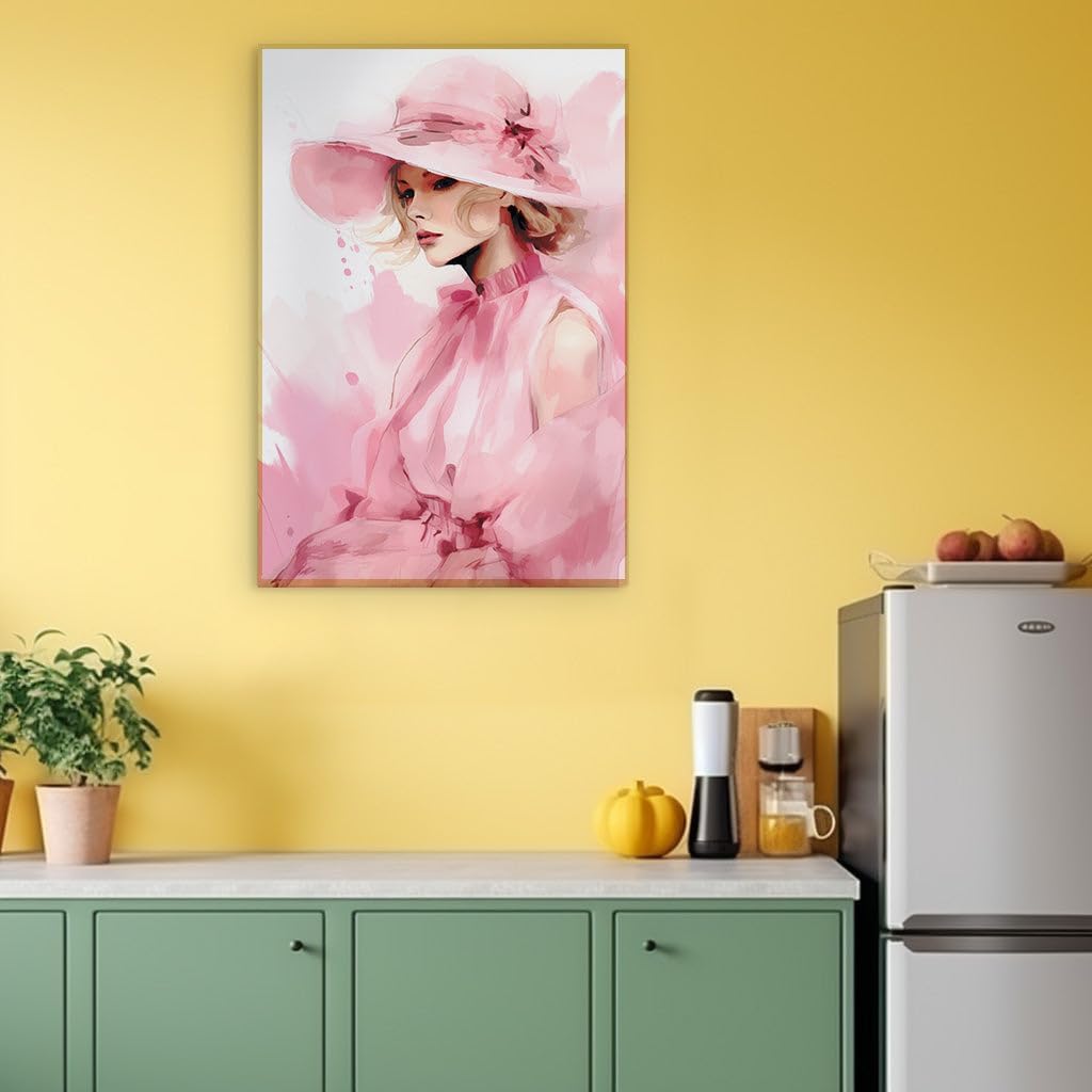 Canvas for Living room. Whispers of Pink A Dreamy Gaze into the Distance, 27 x 18 inch Canvas Wall Art - Contemporary Masterpieces - Inspirational Office Decor - 69x46 cm (27x18 inch)