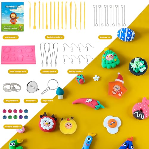 Image of Polymer Clay 51 Colors, CiaraQ Modeling Clay for Kids, Oven Bake Clay with Sculpting Tools, Non Toxic, Ideal for Sculpture, Crafting, DIY Projects. (Assorted Colors, 0.7oz /Colors), Small