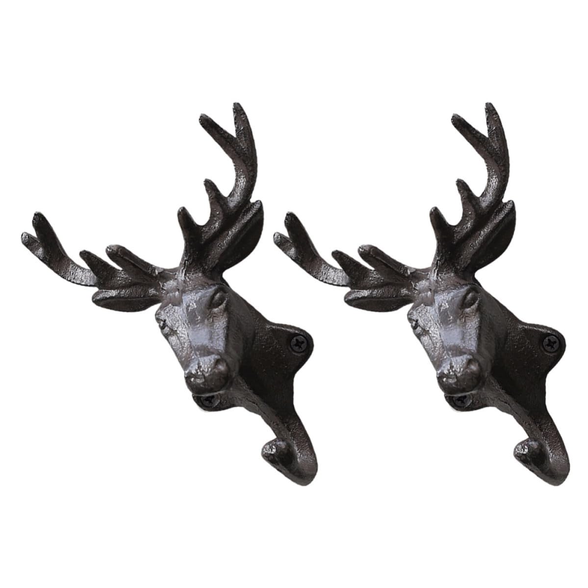 Crochets muraux tête de cerf en fonte lot de 2 style vintage pour décoration rustique