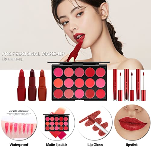 30 Pcs All-In-One Makeup Kit, Makeup Kit For Women Full Kit,Professional Makeup Kit, Makeup Gift Set,Include Eyeshadow Palette,Eyeliner, Lip Gloss Lipstick Set, Makeup Brush Set, Foundation, Concealer , Mascara #TOP2