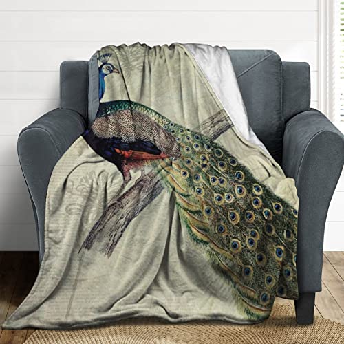 Couverture de ferme paon plaid doux anti-électricité statique lit canapé - 4