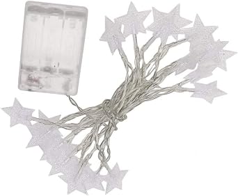 AKOAK Warm White Twinkle Star String Lights,Battery Operated 20 LED Star Shaped Fairy Light,3 Meter/9.8ft