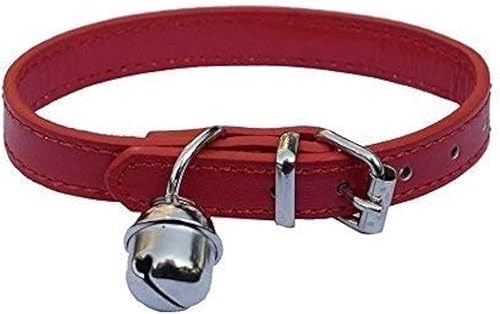Collares de cuero rosa para mascotas, para gatos, cachorros y perros, ajustable de 8 a 10.5 pulgadas con campana