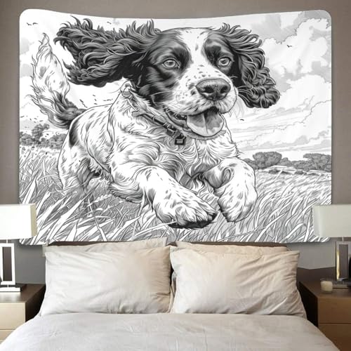 Couverture murale 3D Springer Spaniel pour masquer un mur vide de dortoir