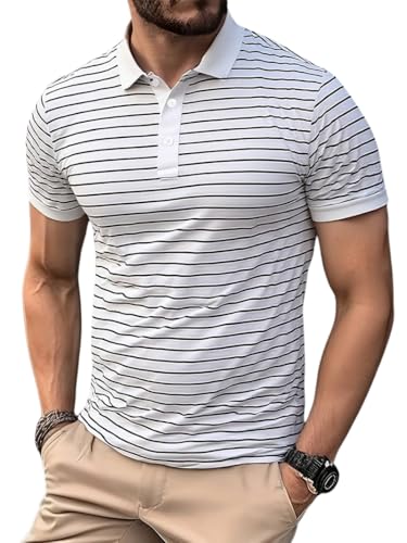 Image of TAGDO Men's Striped Polo in Black & White Vertical (2036)