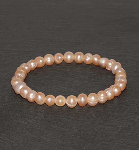 Freshwater Pearl Bracelet 6mm Fresh Water Pink Pearl Beaded Gemstone Bracelet Stacking Bracelet Unisex Bracelet Gift Bracelet Cultured Pearl