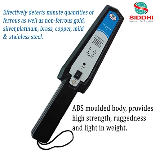 Image of Hand Held Metal Detector Model Validator P-7 (Black-Blue) with LED Indicator for Malls, Airports, Railway Stations, Banks