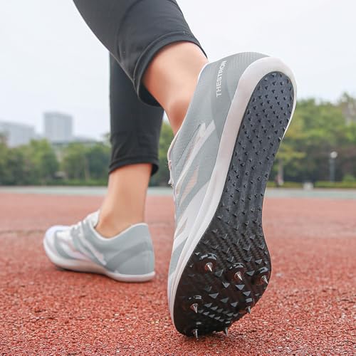 Tênis masculino feminino de atletismo infantil Spikes para meninos e meninas, Cinza, 38