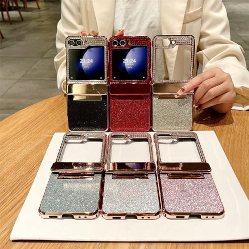 Coque luxe Galaxy Z Flip 5 paillettes et charnière chic