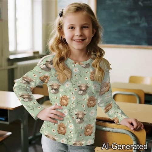 Image of Renewold Boys Girls Tees Kids T-Shirt Long Sleeve Crewneck T Shirts Casual Athletic Tops Clothing for Home School Travel