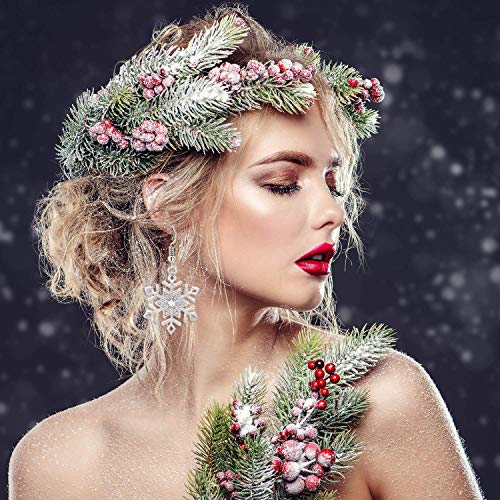 Yinl Christmas Snowflake Necklace Bracelet Earrings Snowflake Charm Link Bracelet Austrian Crystal Drop Dangle Earrings Christmas Snoflake Jewelry Set For Women Girls #TOP1